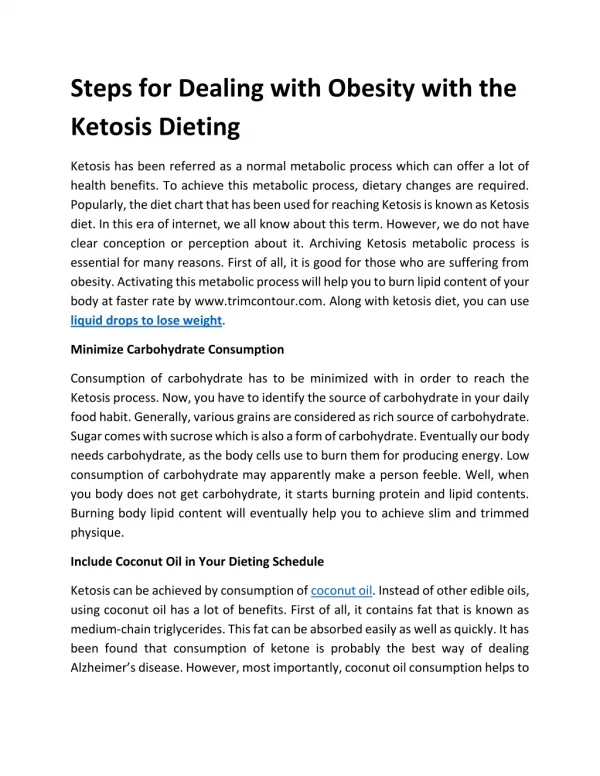 Steps for Dealing with Obesity with the Ketosis Dieting