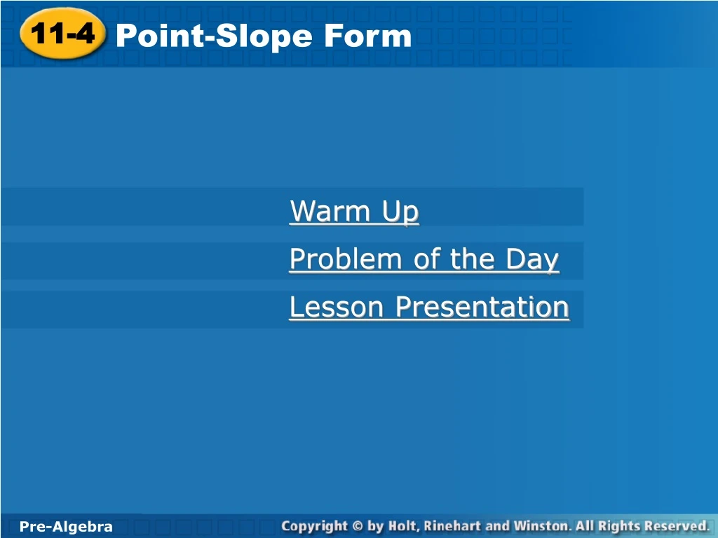 point slope form