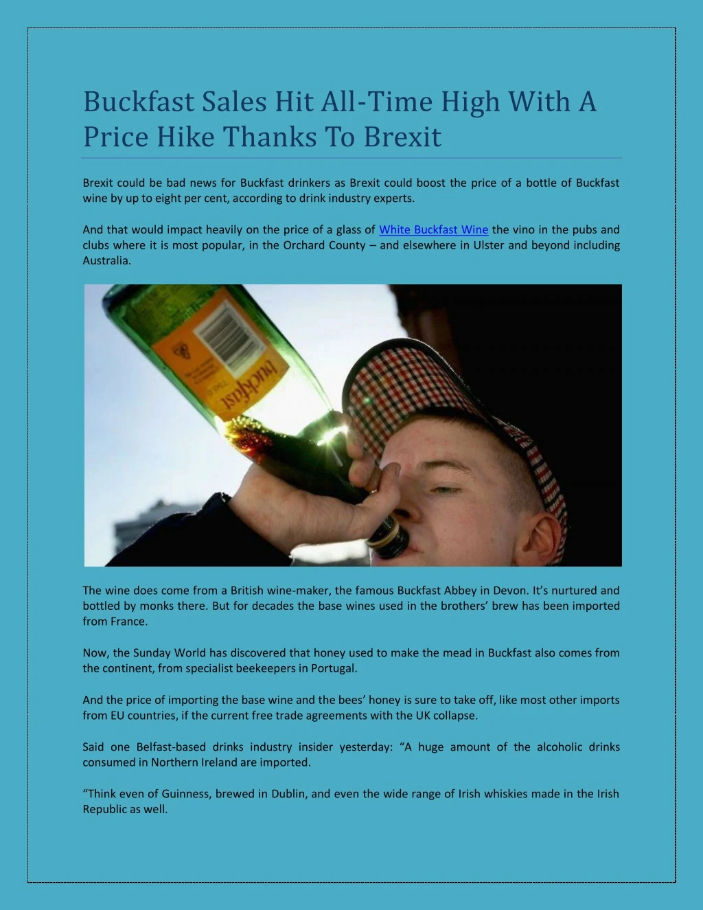 buckfast sales hit all time high with a price