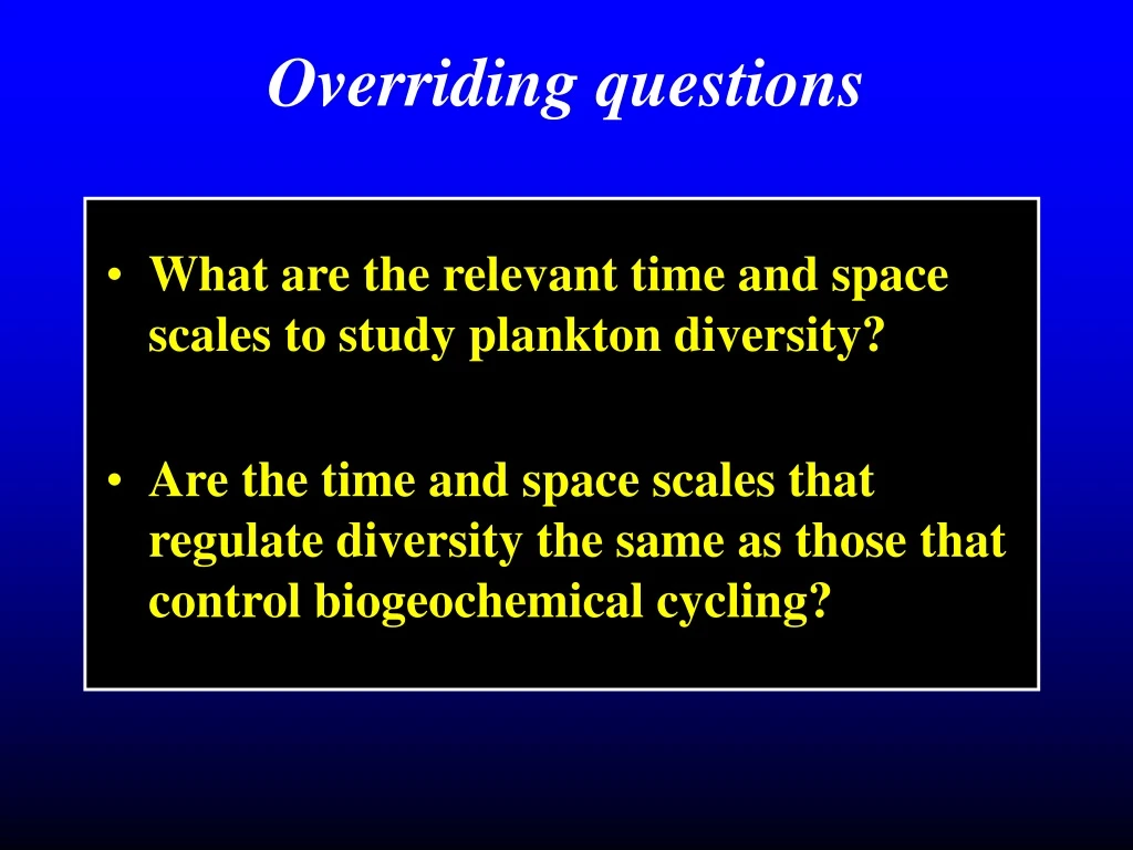 overriding questions
