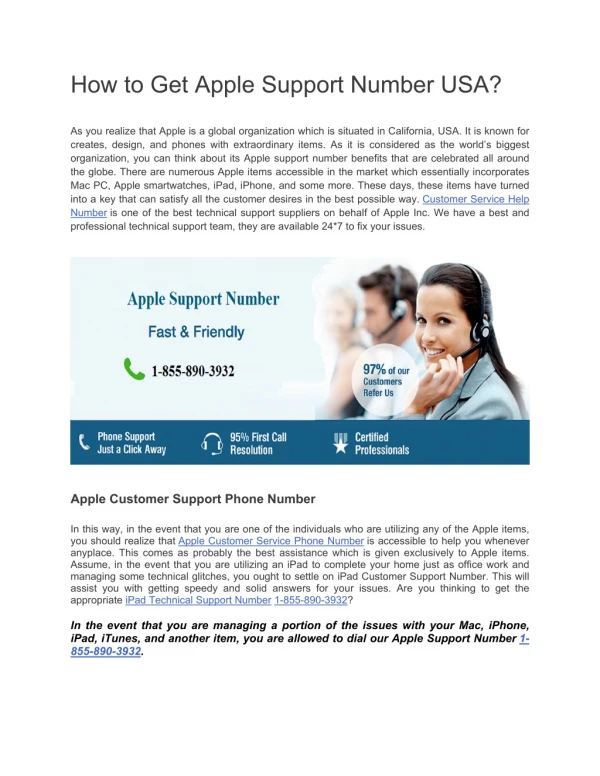 Get Best Apple Support Number 1-855-890-3932 in USA