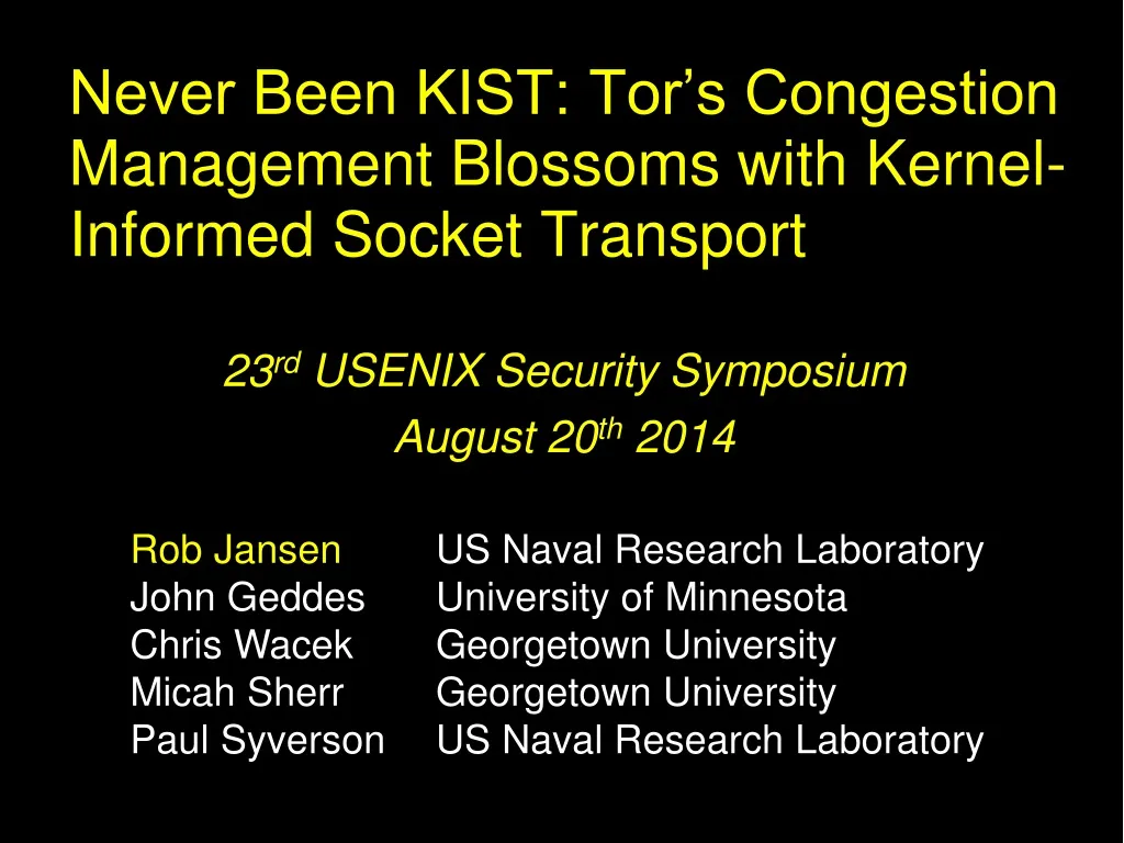 never been kist tor s congestion management blossoms with kernel informed socket transport