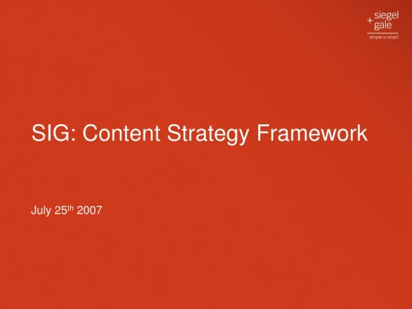 SIG: Content Strategy Framework