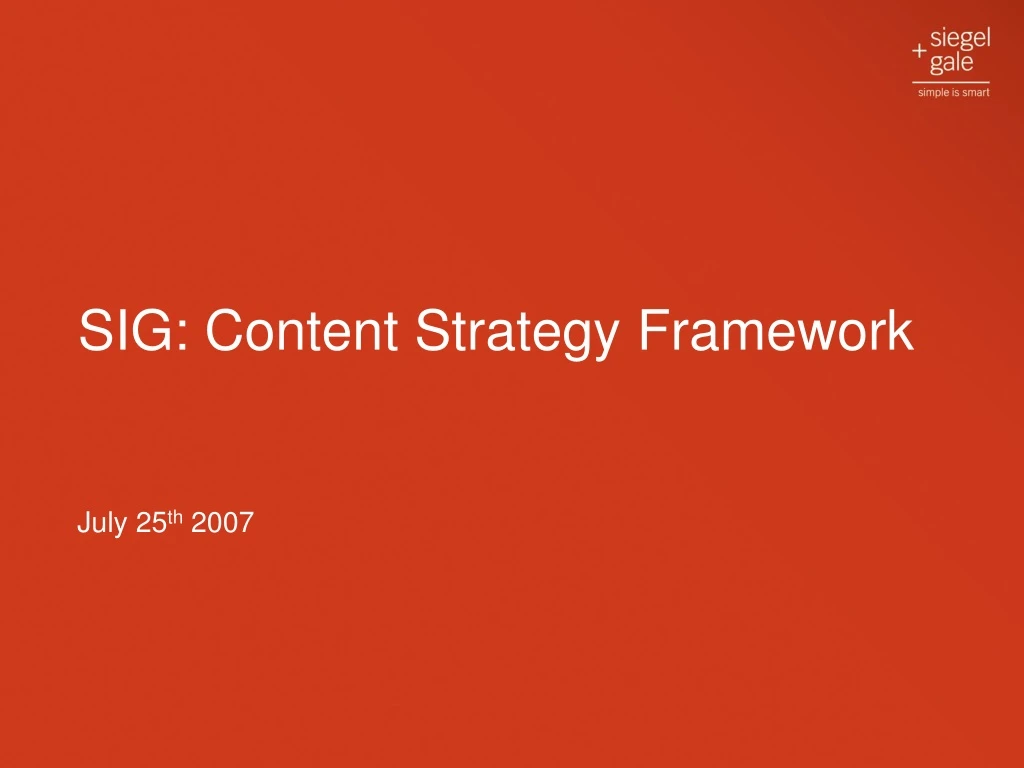 sig content strategy framework