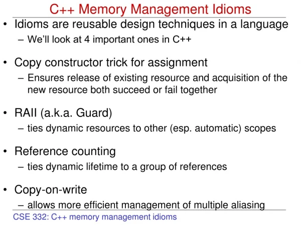 C++ Memory Management Idioms
