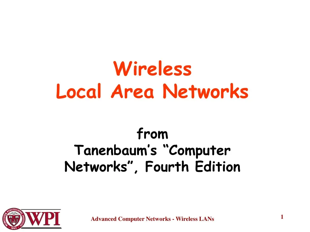 wireless local area networks from tanenbaum s computer networks fourth edition