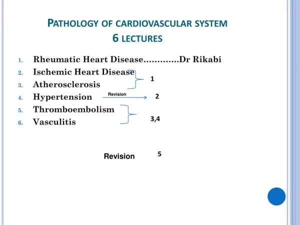 Pathology of cardiovascular system 6 lectures