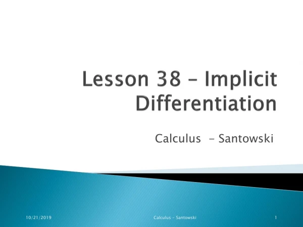 Lesson 38 – Implicit Differentiation