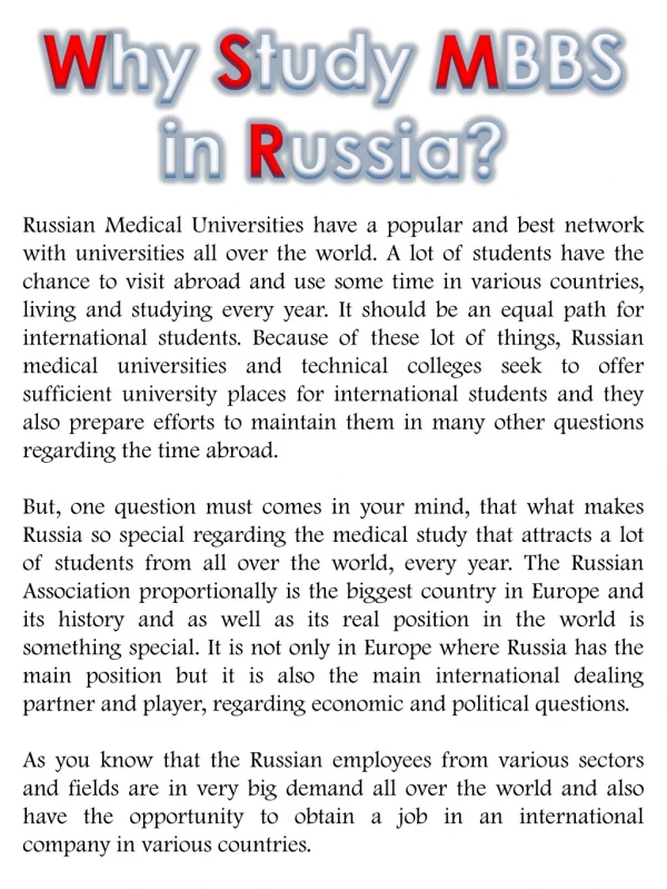 Why Study MBBS in Russia?
