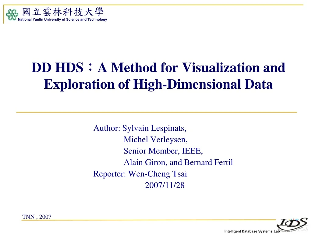 dd hds a method for visualization and exploration of high dimensional data