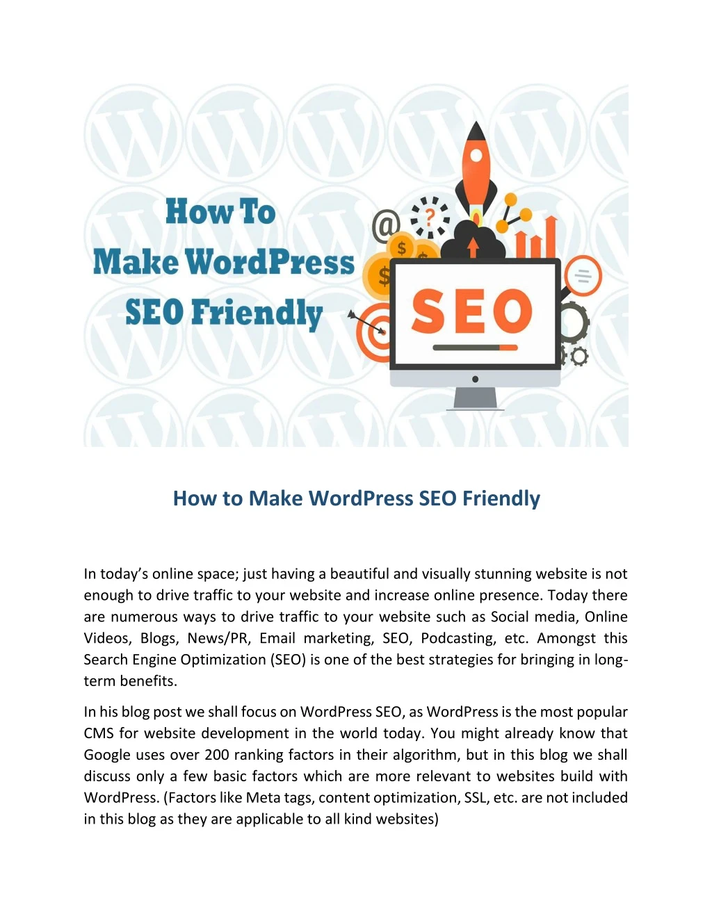 how to make wordpress seo friendly