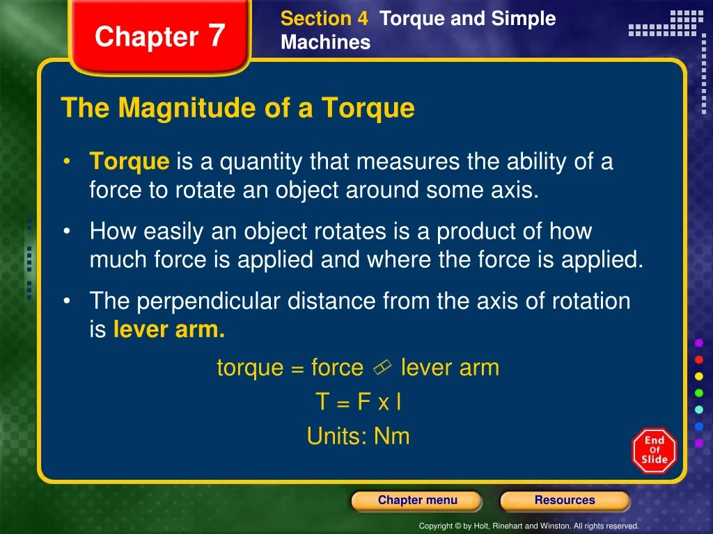 the magnitude of a torque