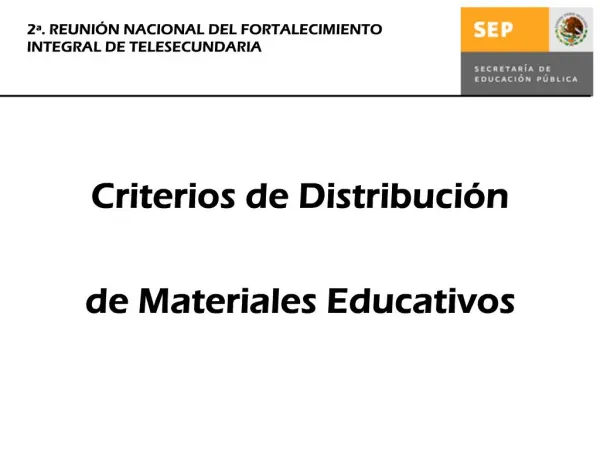 Criterios de Distribuci n de Materiales Educativos