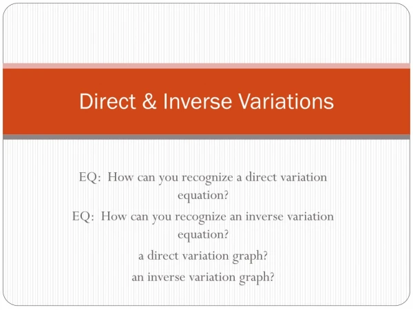 Direct &amp; Inverse Variations