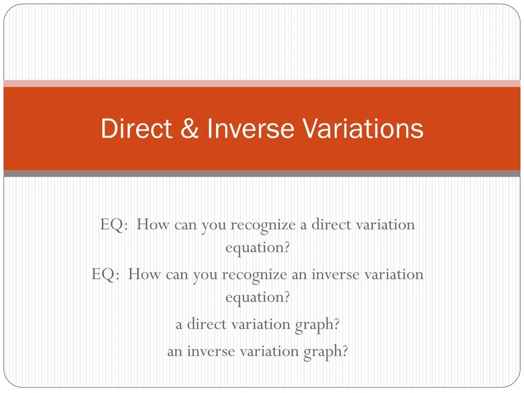 direct inverse variations