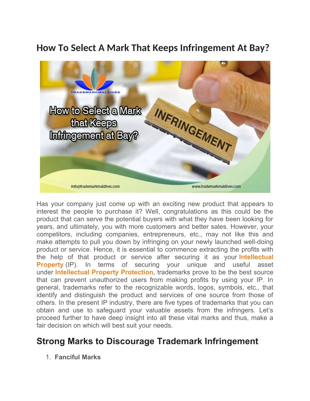 how to select a mark that keeps infringement