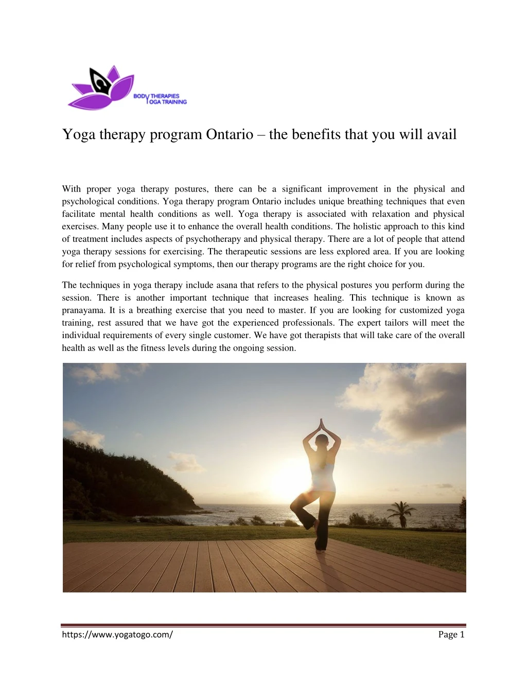 yoga therapy program ontario the benefits that