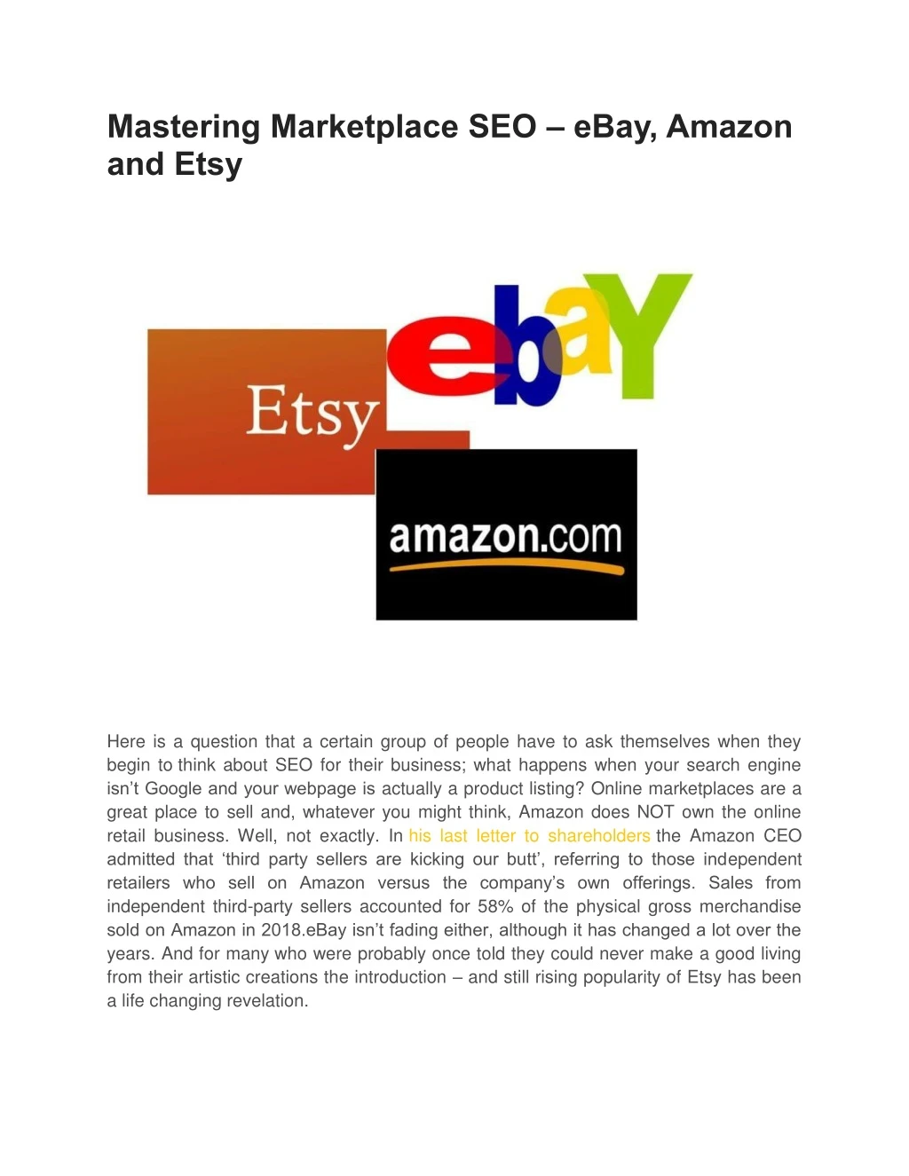 mastering marketplace seo ebay amazon and etsy