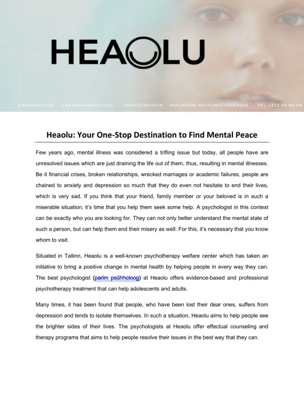 Heaolu: Your One-Stop Destination to Find Mental Peace