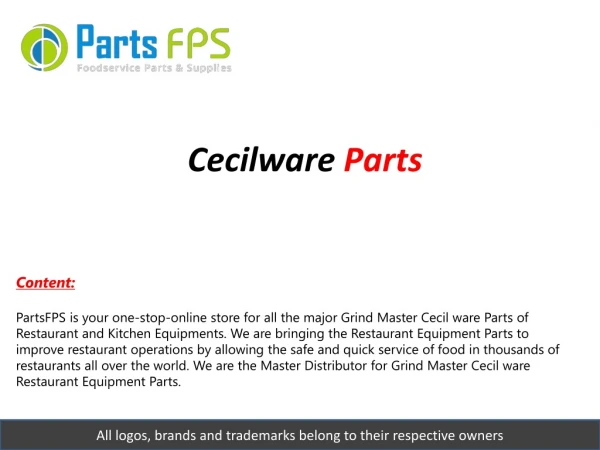 Cecilware Parts | Restaurant Equipment Parts | Food service Parts - PartsFPS