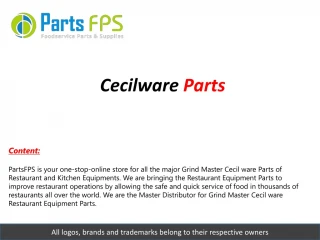 Cecilware Parts | Restaurant Equipment Parts | Food service Parts - PartsFPS