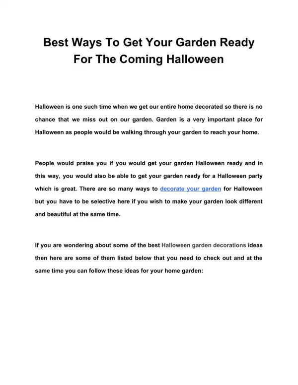 Best Ways To Get Your Garden Ready For The Coming Halloween