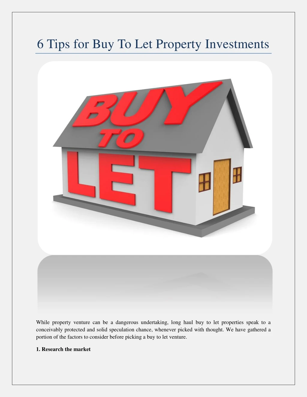 6 tips for buy to let property investments