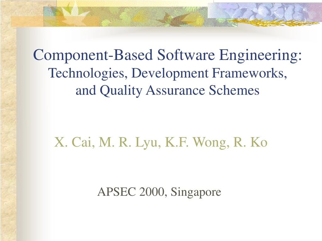 component based software engineering technologies