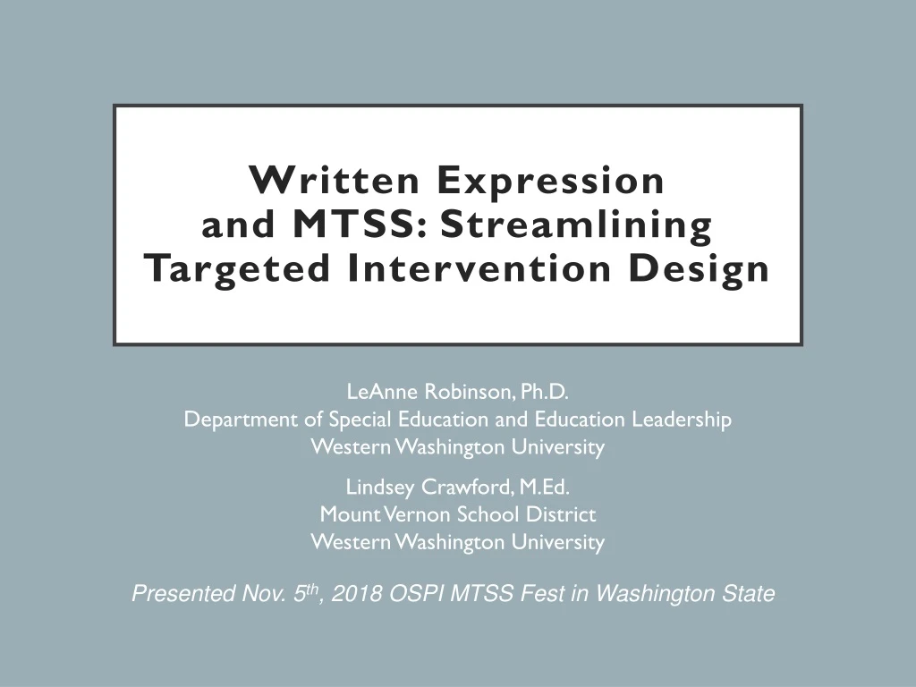 written expression and mtss streamlining targeted intervention design