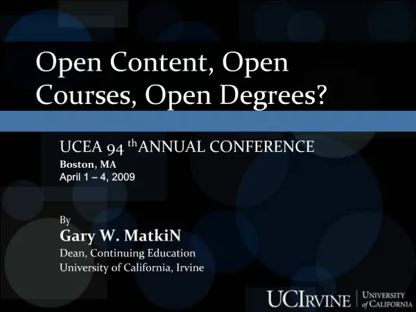 Open Content, Open Courses, Open Degrees