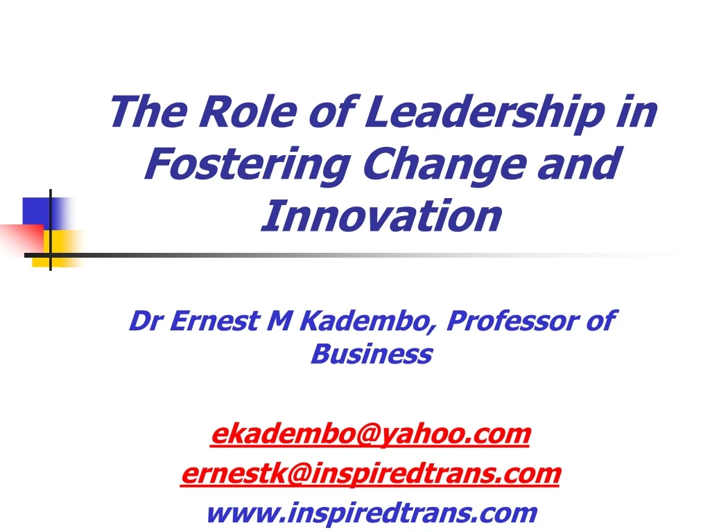 the role of leadership in fostering change