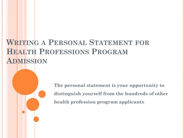 Writing a Personal Statement for Health Professions Program Admission