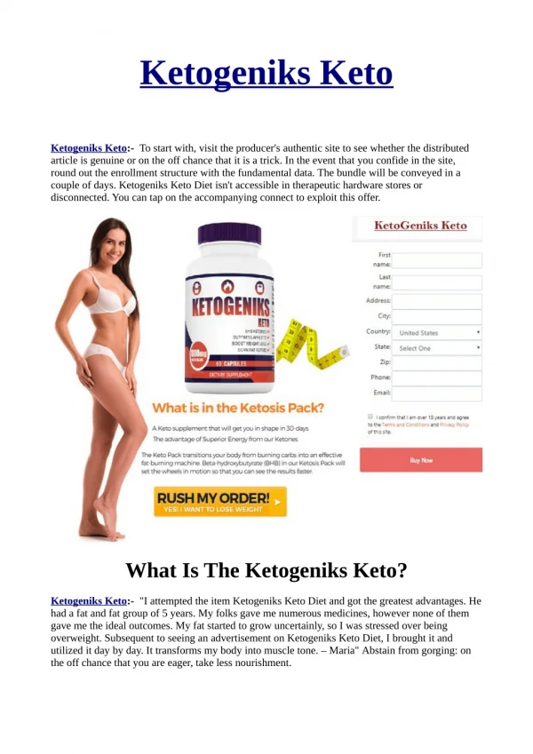 Ketogeniks Keto:Does This Product is Really Work...
