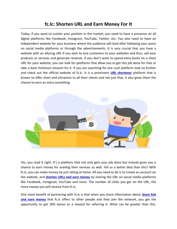 fc.lc: Shorten URL and Earn Money For It