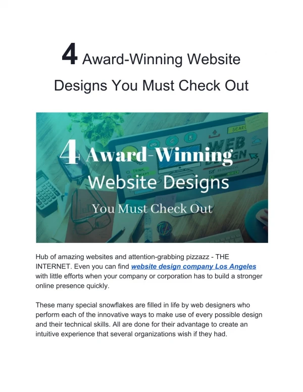 4 Award-Winning Website Design You Must Check Out