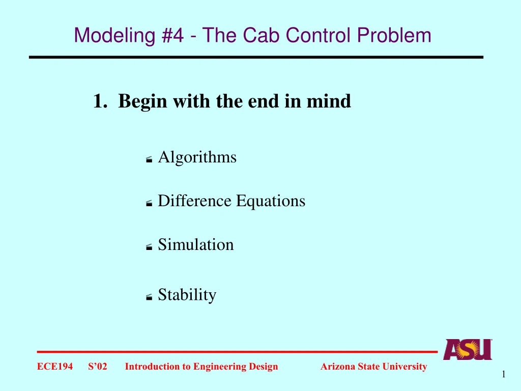 modeling 4 the cab control problem