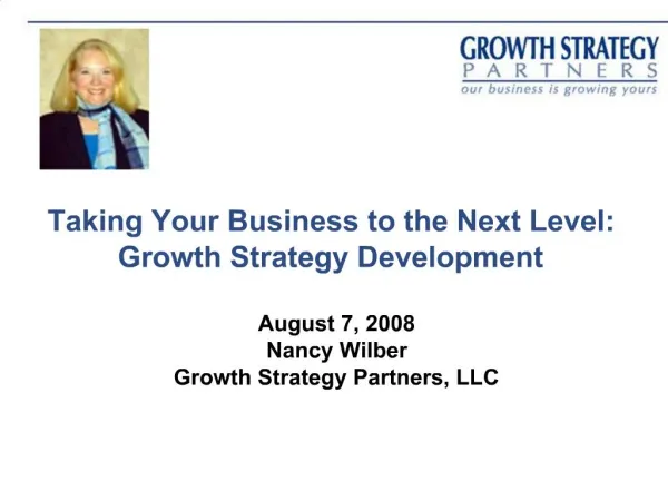Taking Your Business to the Next Level: Growth Strategy Development