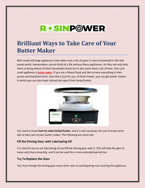 brilliant ways to take care of your butter maker
