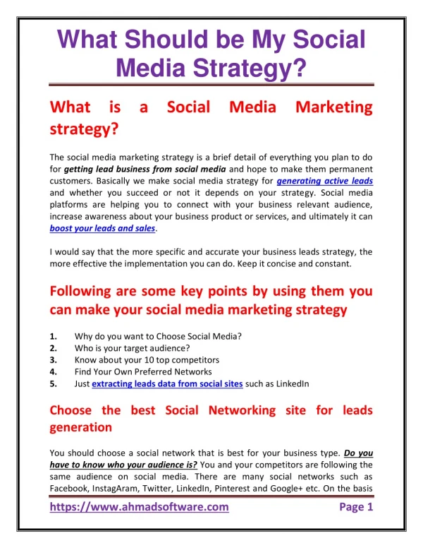 What Should be My Social Media Strategy