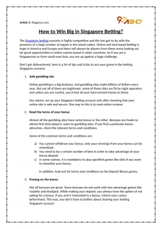 How to Win Big in Singapore Betting? - slide 1