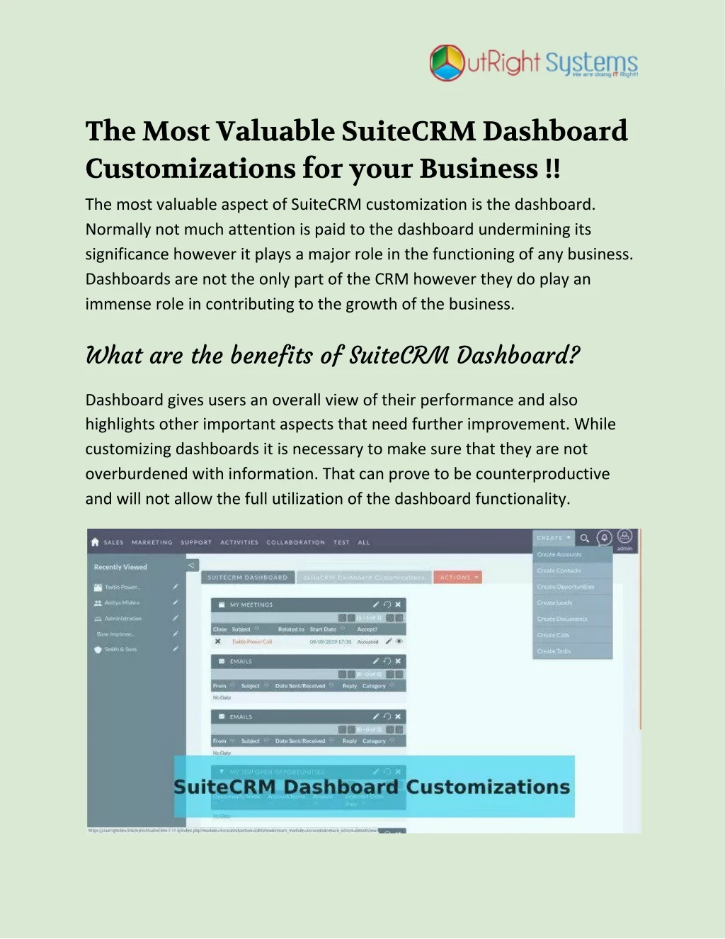 the most valuable suitecrm dashboard