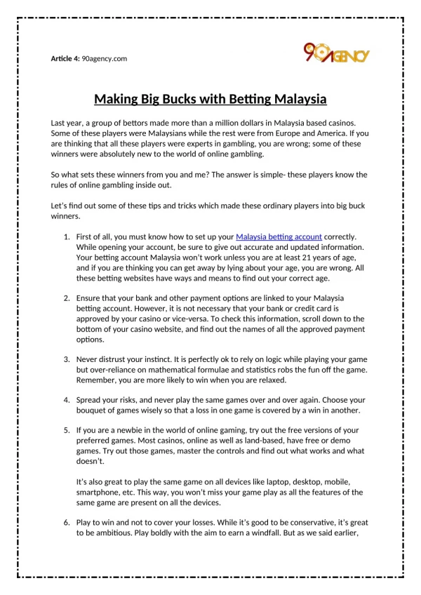 Making Big Bucks with Betting Malaysia