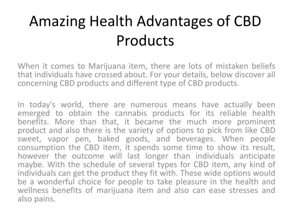 Amazing Health Advantages of CBD Products