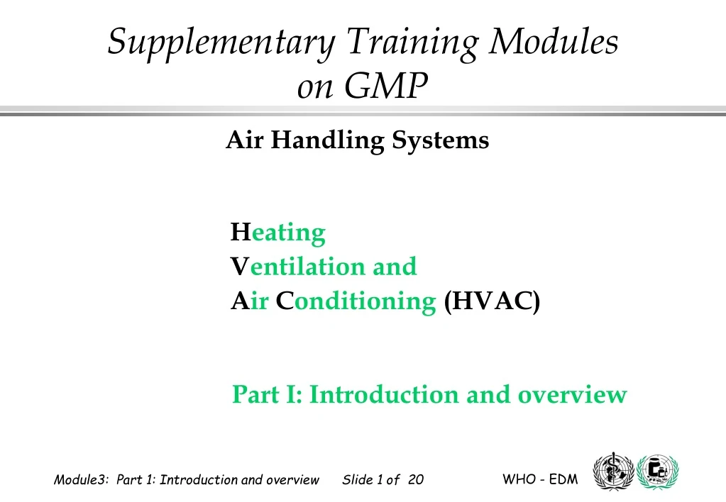 supplementary training modules on gmp