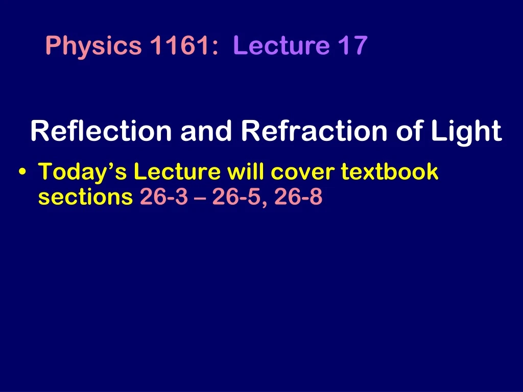 reflection and refraction of light