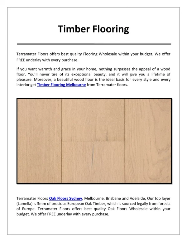 Timber Flooring Melbourne