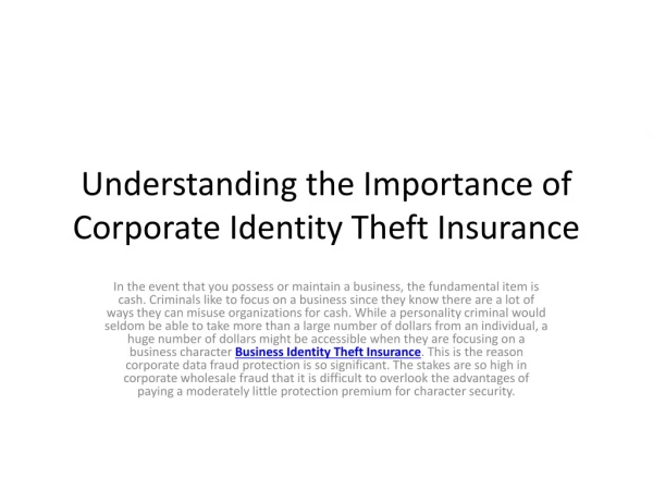 Understanding the Importance of Corporate Identity Theft Insurance