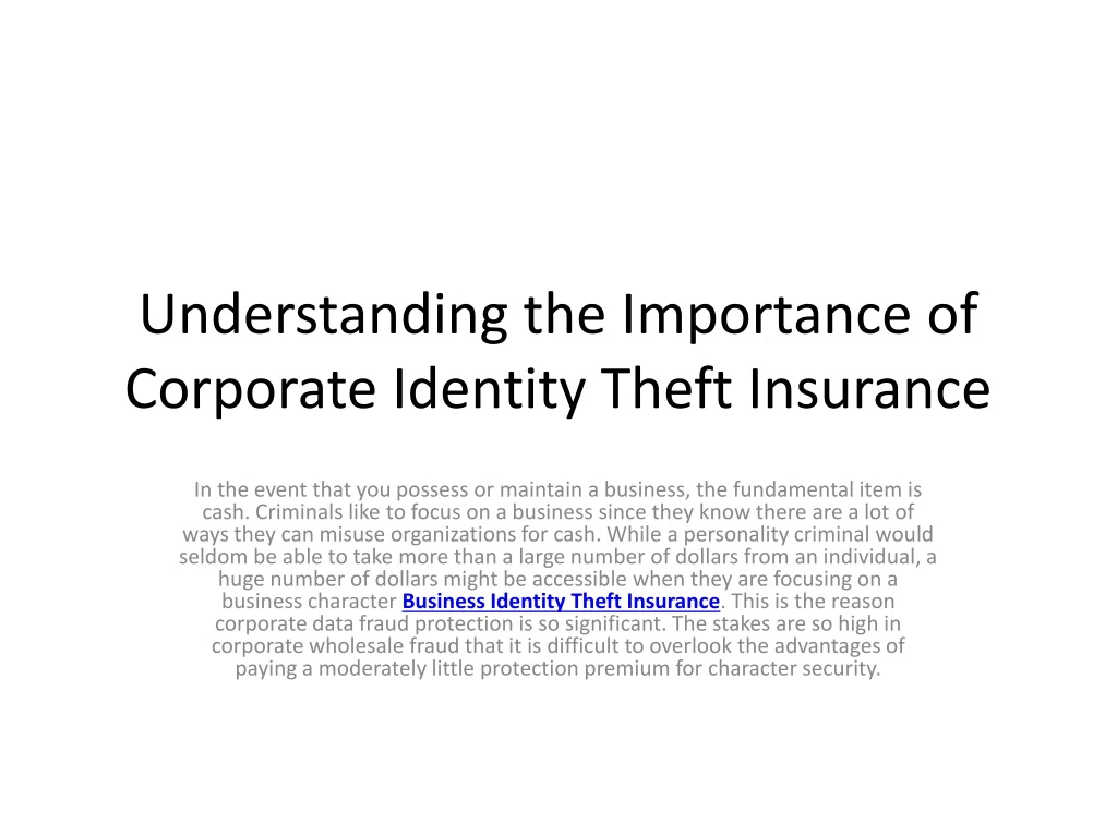understanding the importance of corporate identity theft insurance