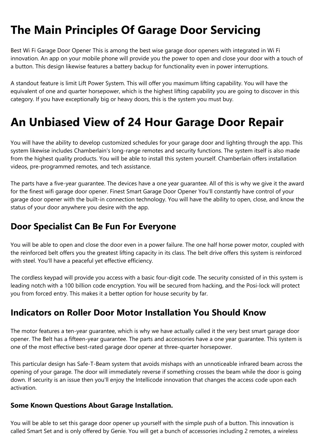 the main principles of garage door servicing