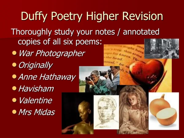 Duffy Poetry Higher Revision
